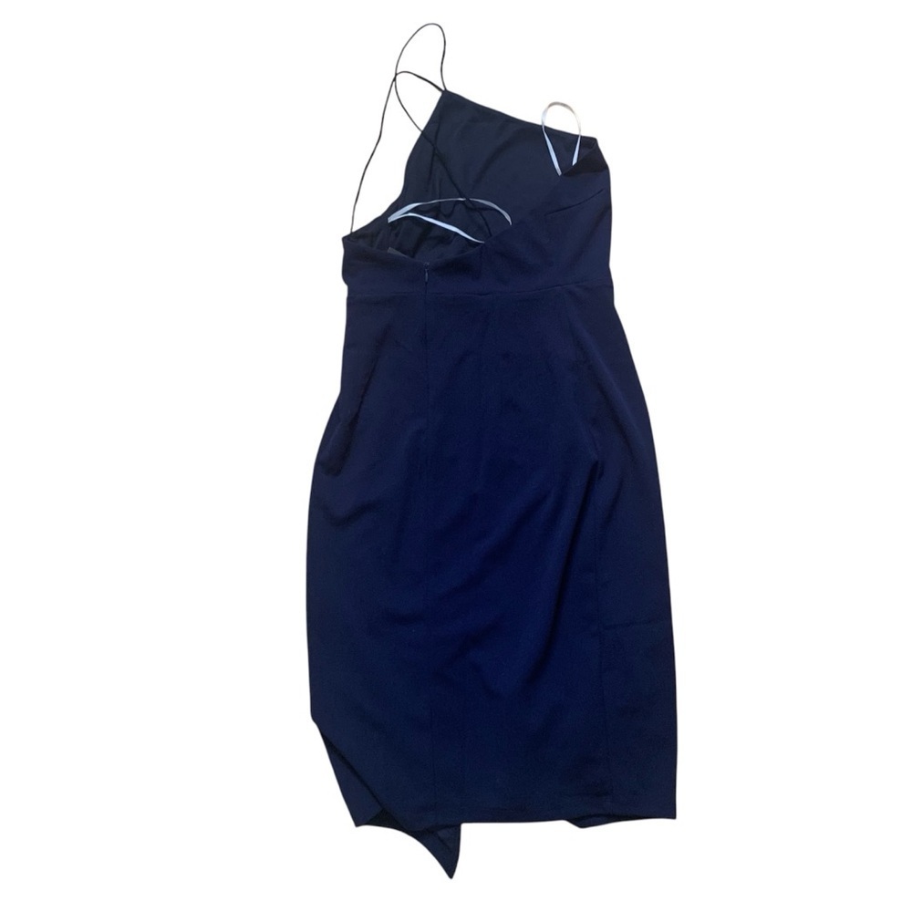 Lulus Happiest Hour Navy Blue Asymmetrical Bodycon Midi Dress Medium NEW TAG - Picture 3 of 7